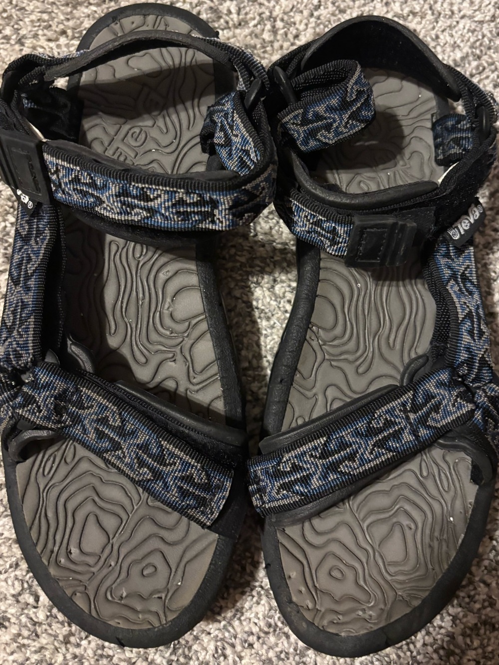 Teva Women's Gray and Navy Patterned Outdoor Sandals